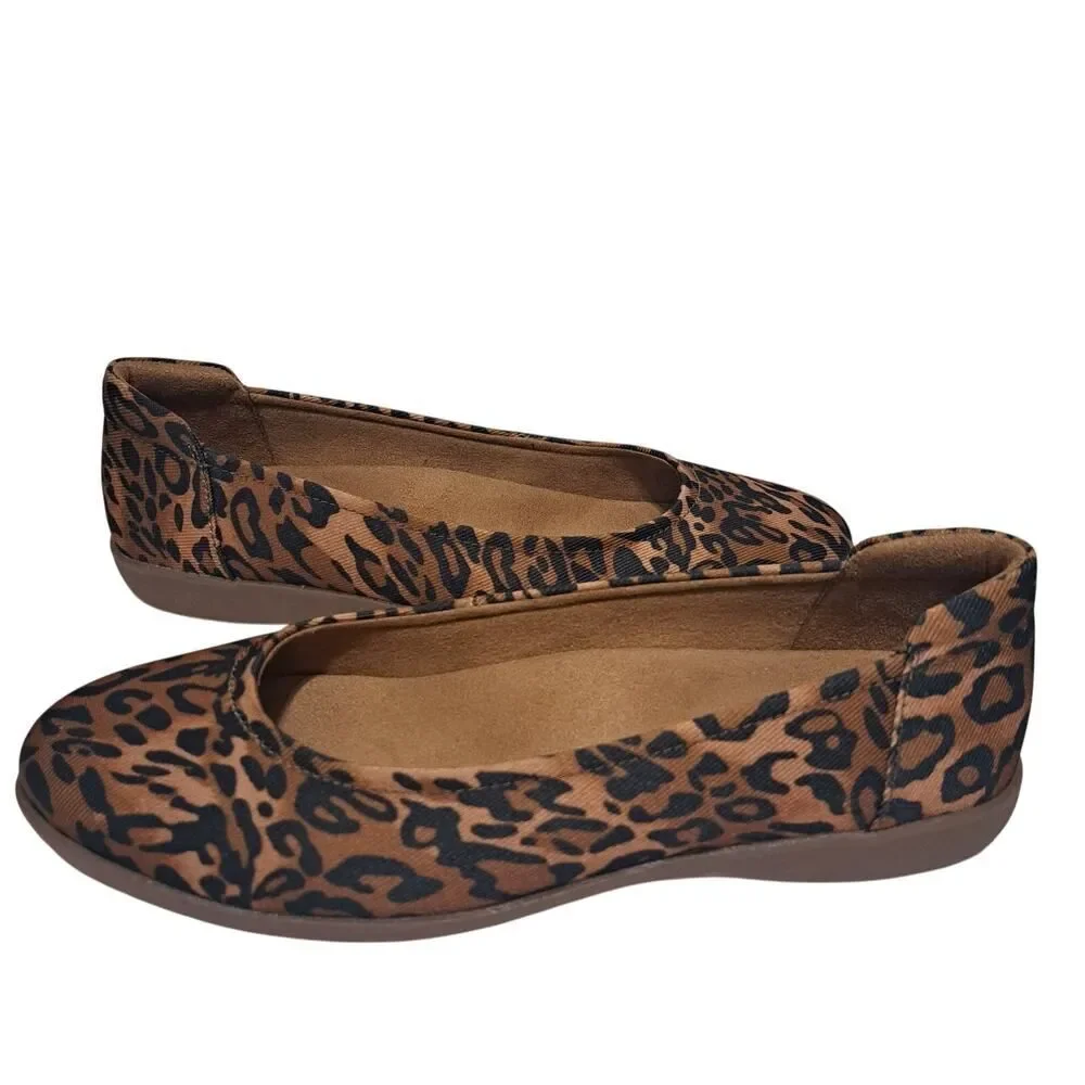 Naturalizer Balletcore Flexy Ballet Flat Stylish Slip On Leopard Print Size 9W